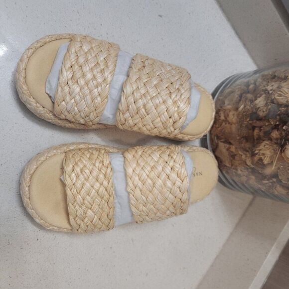 Naked Feet Santorini In Raffia Espadrille Sandals Size 8 New - Picture 1 of 6